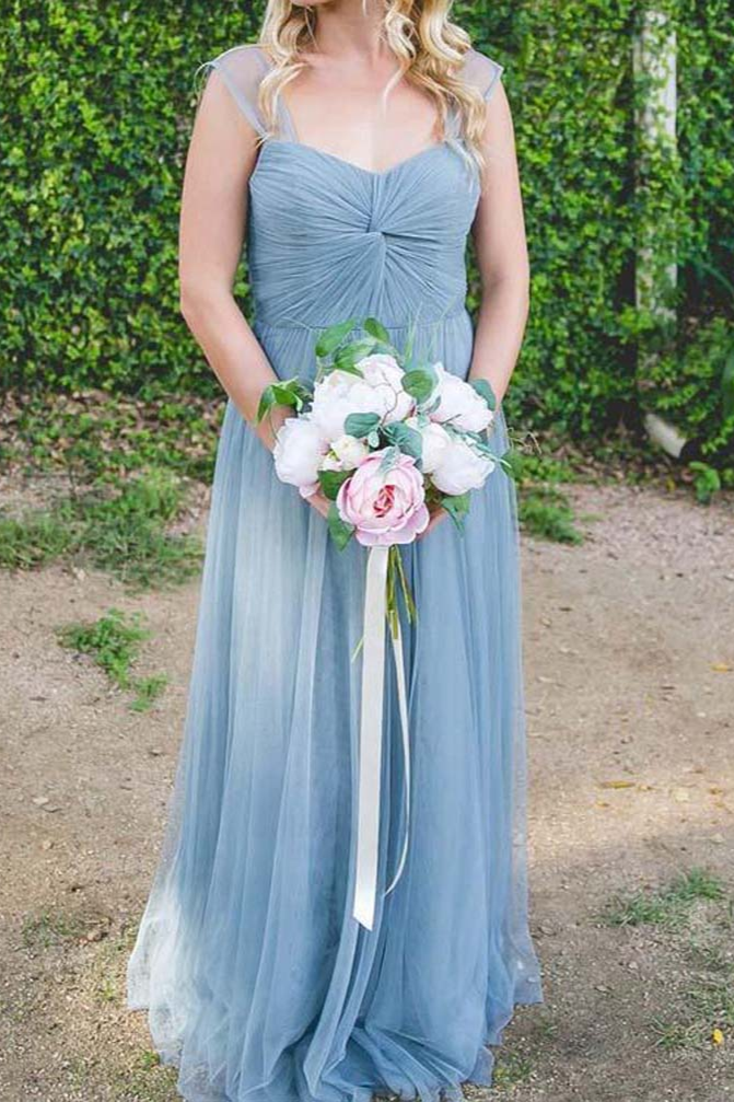 blue dress for baby girl Elegant Tulle Bohemian Long Bridesmaid Dress – TANYA BRIDAL