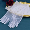 VM15 Soft Tulle Pearls Long Wedding Gloves