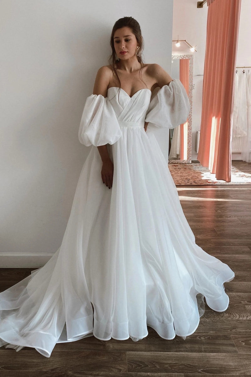 Off the Shoulders wedding dress Modest – TANYA BRIDAL