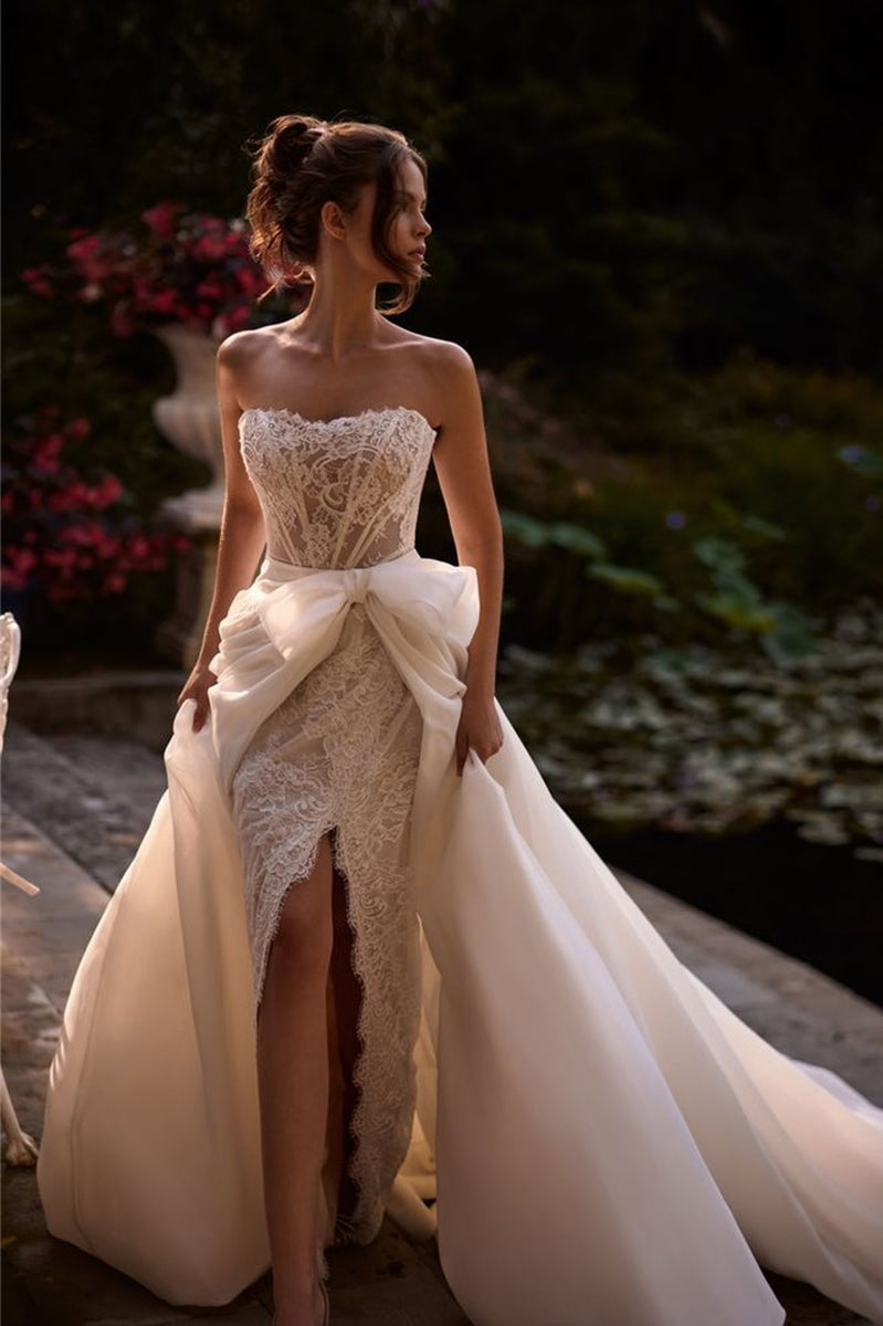 Classical Lace Mermaid Wedding Dresses With Detachable Train – TANYA BRIDAL