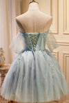 Lovely Mini Tulle Homecoming Dress With Lace Appliques