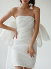 Short Mini Wedding Dresses Organza Sleeves With Long Ribbon  DW827