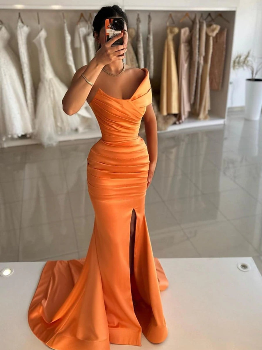cami ruched maxi mermaid vegas dress from zaful Satin Ruched Long Mermaid Evening Prom Dress With Slit – TANYA BRIDAL
