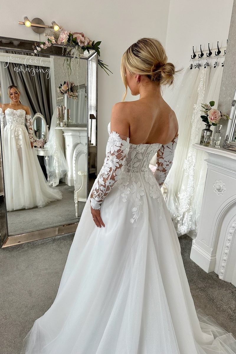 #DZ9306 Romantic Lace Wedding Dress A Line – TANYA BRIDAL