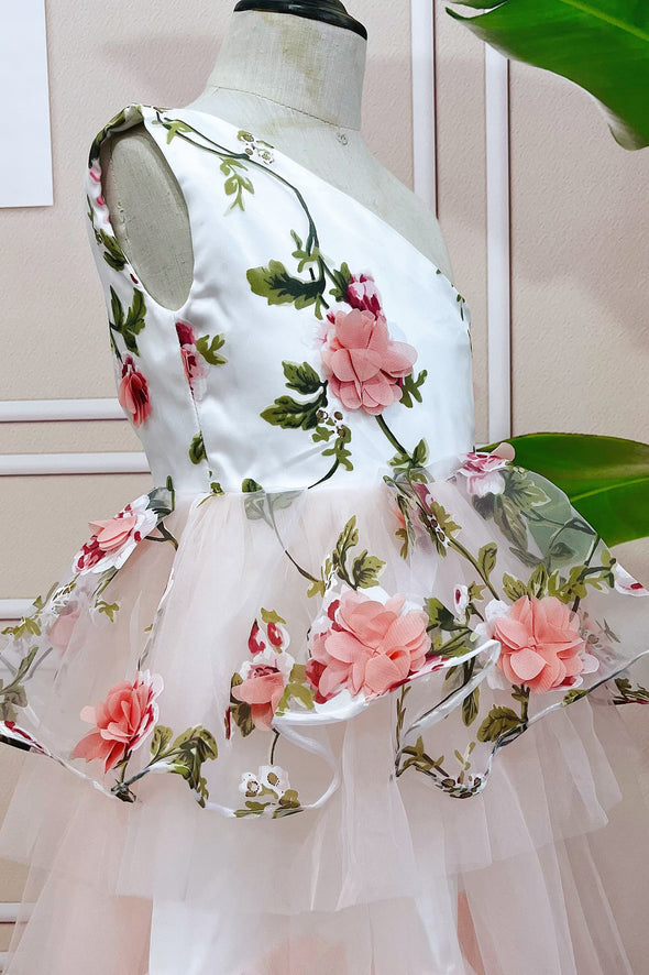Floral Pink Flower Girl Dresses For Wedding Party Vestido Flores ZF096
