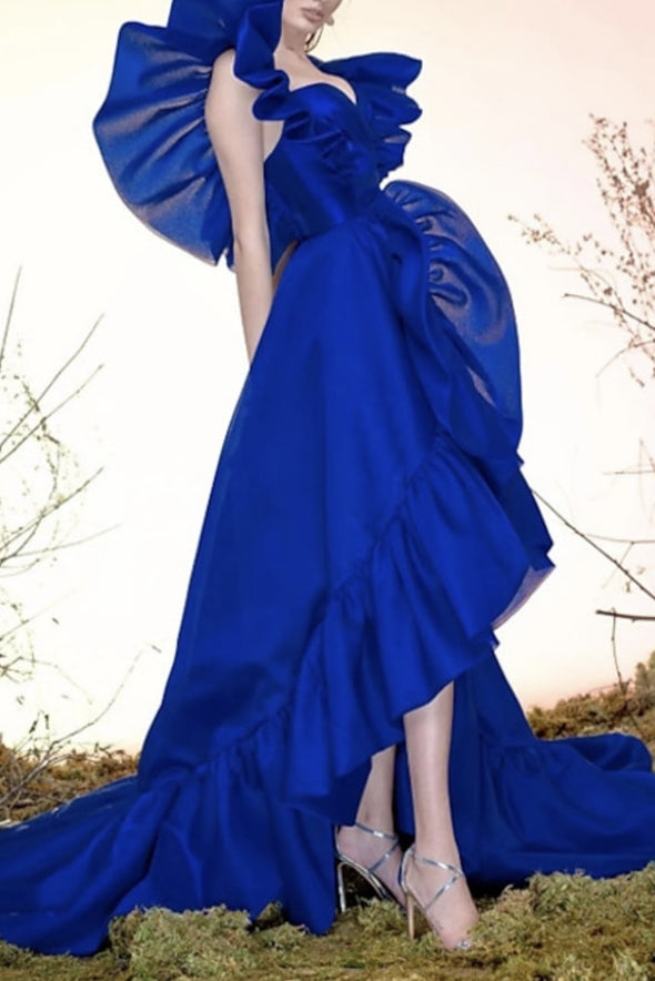 Royal Blue Fashionable Prom Dress With Ruffles