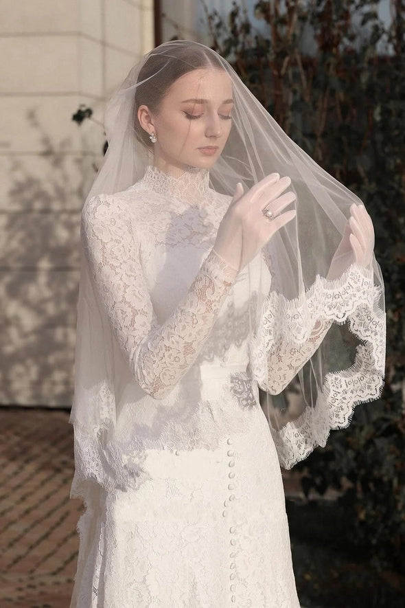 Lace Wedding Dresses A Line Long Sleeve