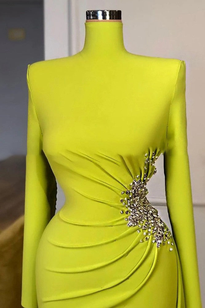 Olive Green Evening Dress High Collar Celebrity Dresses – TANYA BRIDAL