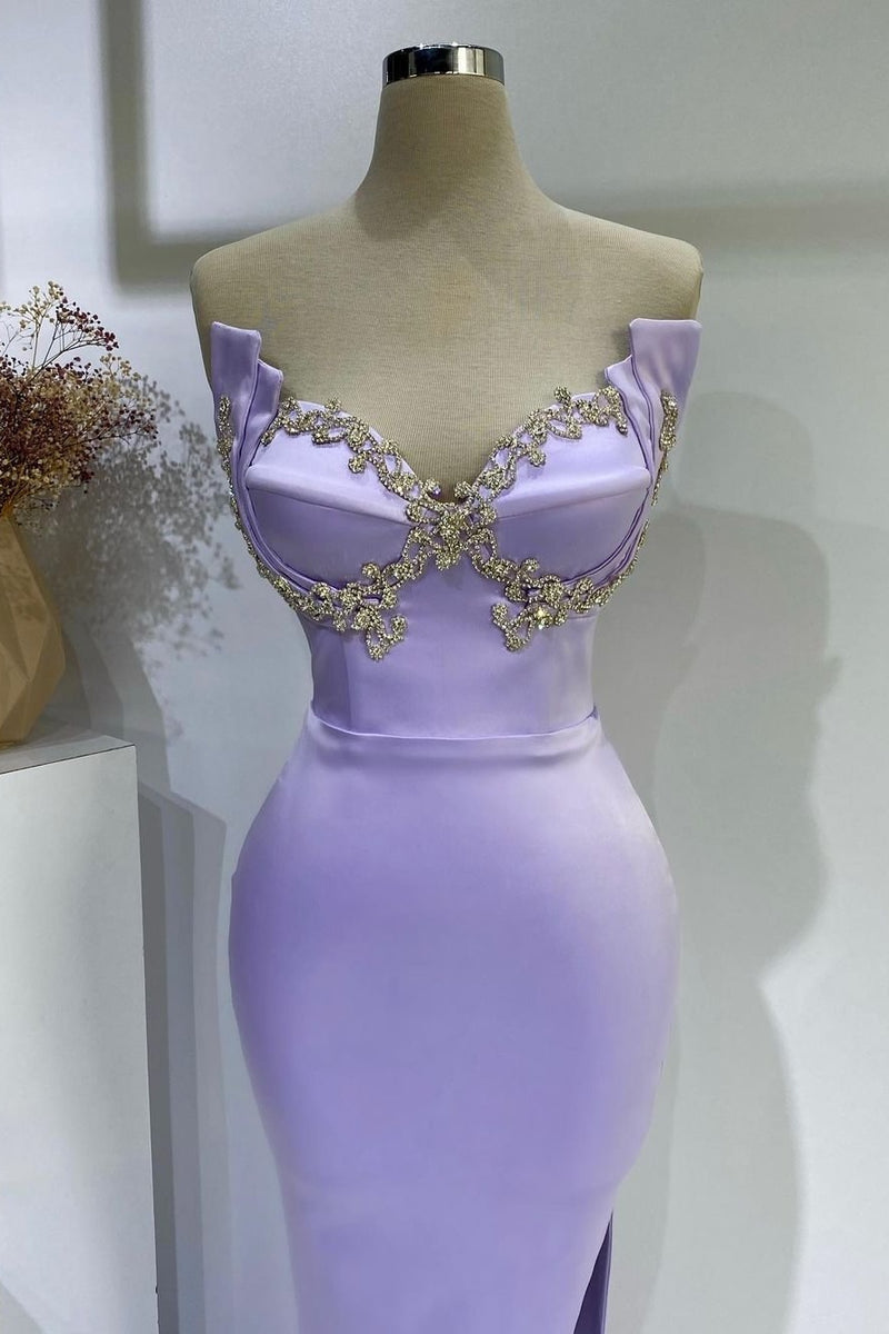 Long Lace With Beaded Mermaid Dresses Lavender Plus Size main image 1