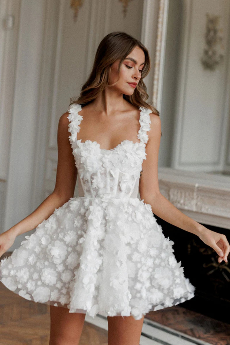 Modern Straps Lace Flower Short/Mini Wedding Dresses – TANYA BRIDAL