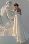 Soft Satin A Line Wedding Dresses With Pearls Chic DW885