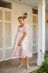 Pink Ruffles Bohemian A Line Mid Calf Length Homecoming Dress