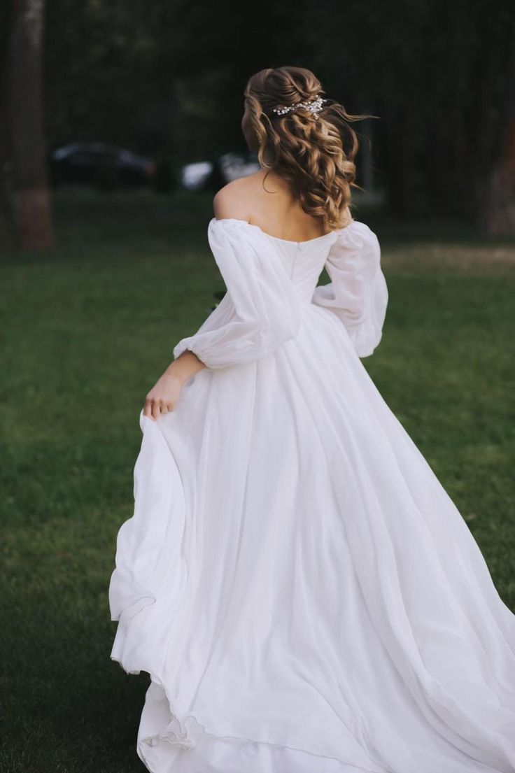 Off Shoulder Puff Wedding Dress (XL) main image 1