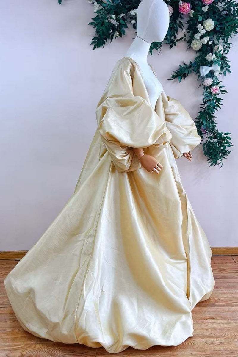 ZJ540 Champagne Taffeta Long Evening Prom Cape – TANYA BRIDAL