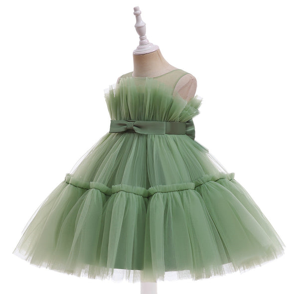 Avocado Green Cute Girls' Dress
