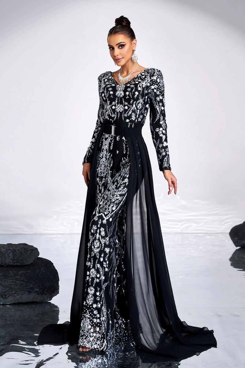silver and black dress formal Colette by Daphne CL8425 Long Sequin Formal Prom Dress  The Dress Outlet