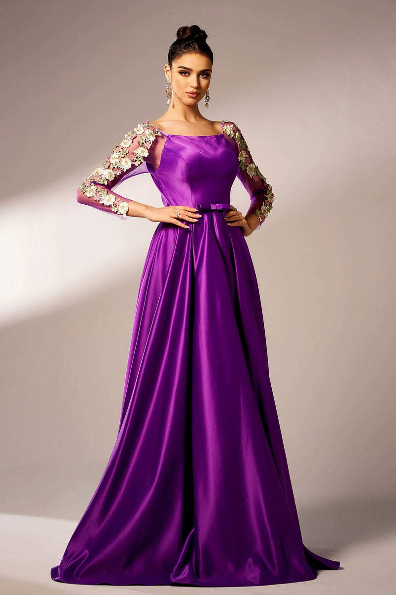 purple evening dresses with sleeves Square Neck Full Satin Dress – TANYA BRIDAL Key Features Size:40-41 Rudolph License LODIENY Men's Muscle Dress