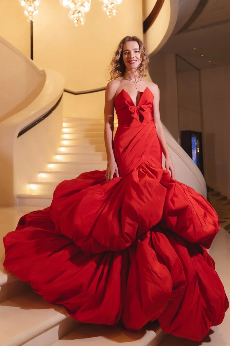 red mermaid prom dress with ruffle bottom Puffy Dresses Ruffles Lush Tiered – TANYA BRIDAL Color:Mogano Brown - Black a masterpiece of elegance Floral Print Bow Strap Continuativo