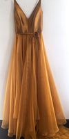 V Neck Long Prom Gown A Line