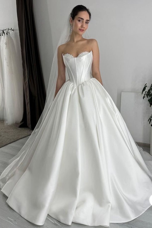 Satin Wedding Dress With Corset – TANYA BRIDAL