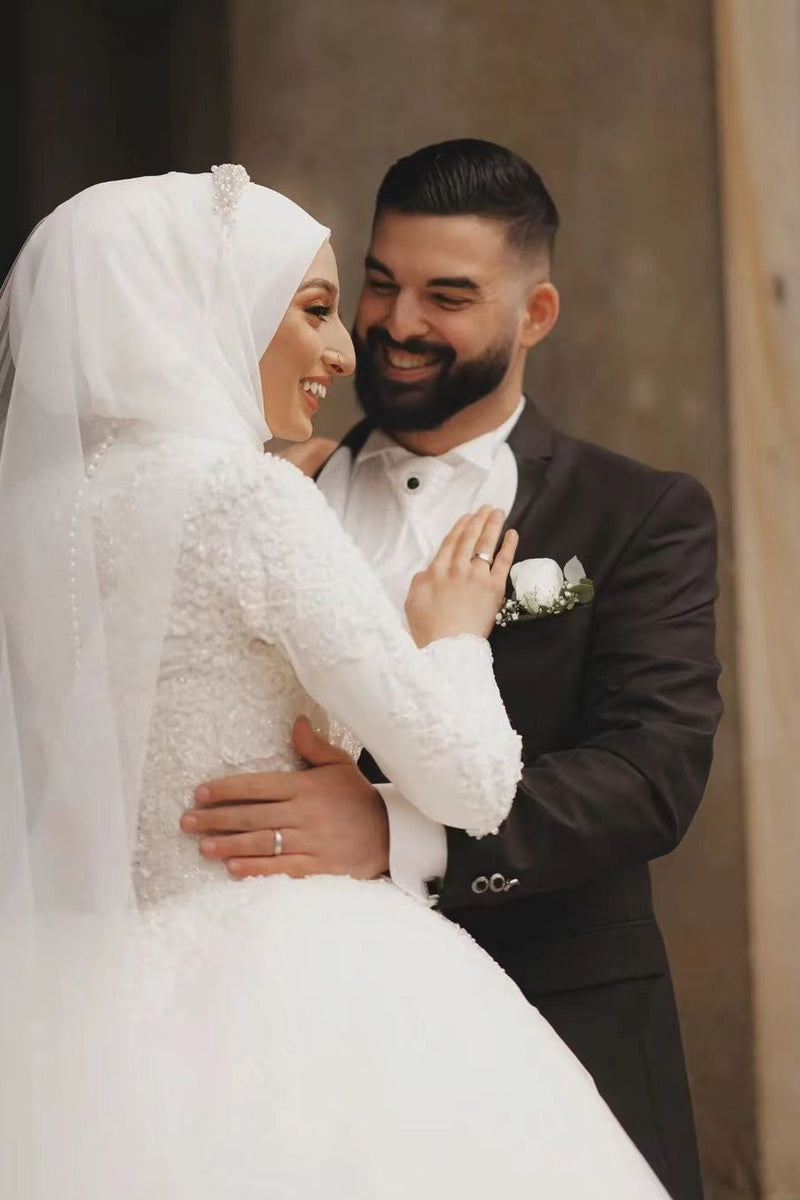 Tulle Ball Gown Islamic Luxury Muslim Wedding Dresses – TANYA BRIDAL