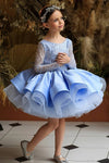 Blue Flower Girl Dresses Sequin Baby Girl Dress Puffy Princess