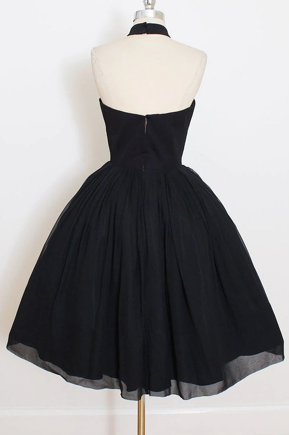 Elegant Black Short Cocktail Dresses, Halter Homecoming Party Dress