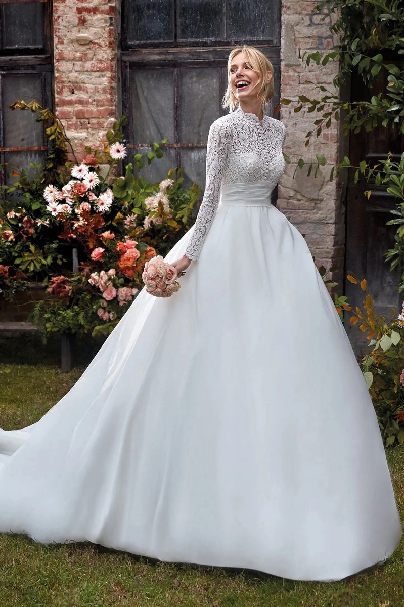 chinese dress ladies BYG24-30 Muslim Pink Flower Lace Mermaid Wedding Dress EU44 main image 1