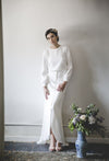 Simple Satin Wedding Dress Front Slit With Button TB1372