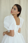 Summer Short Wedding Dress With Puffy Pearls Sleeves 234241159