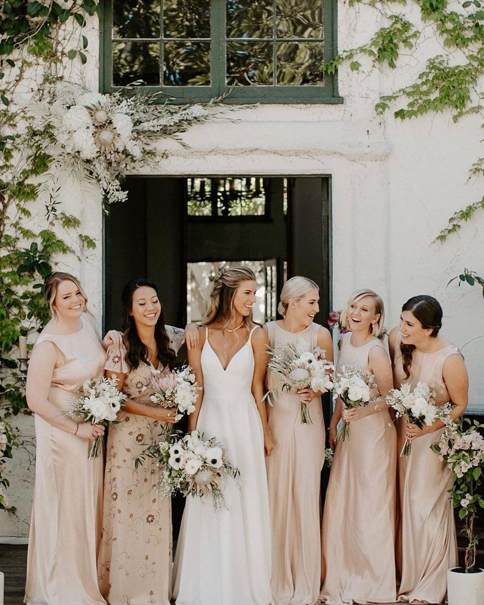 Scoop Neck Champange Bridesmaid Dress Mermaid – TANYA BRIDAL