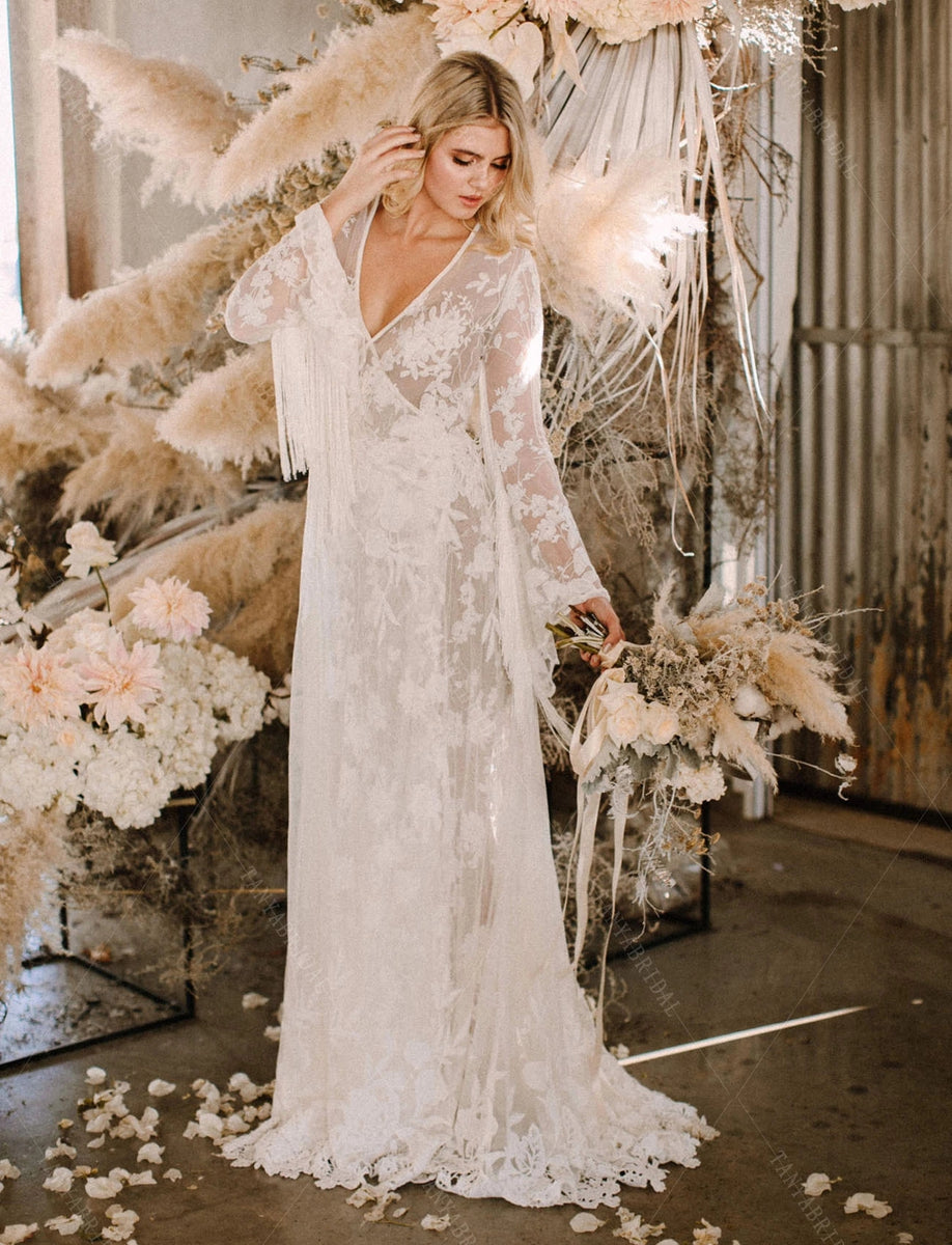 Fringer Tassel Wedding Dresses A Line Engagement Gowns Fashion Noivas – TANYA BRIDAL