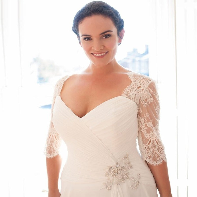 Plus Size Chiffon Bridal Dresses with Sleeves Robe De Marriage TANYA BRIDAL Plus Size Chiffon Bridal Dresses with Sleeves Robe De Marriage TANYA BRIDAL