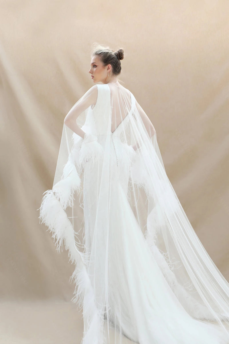 Sheer bridal cape on sale
