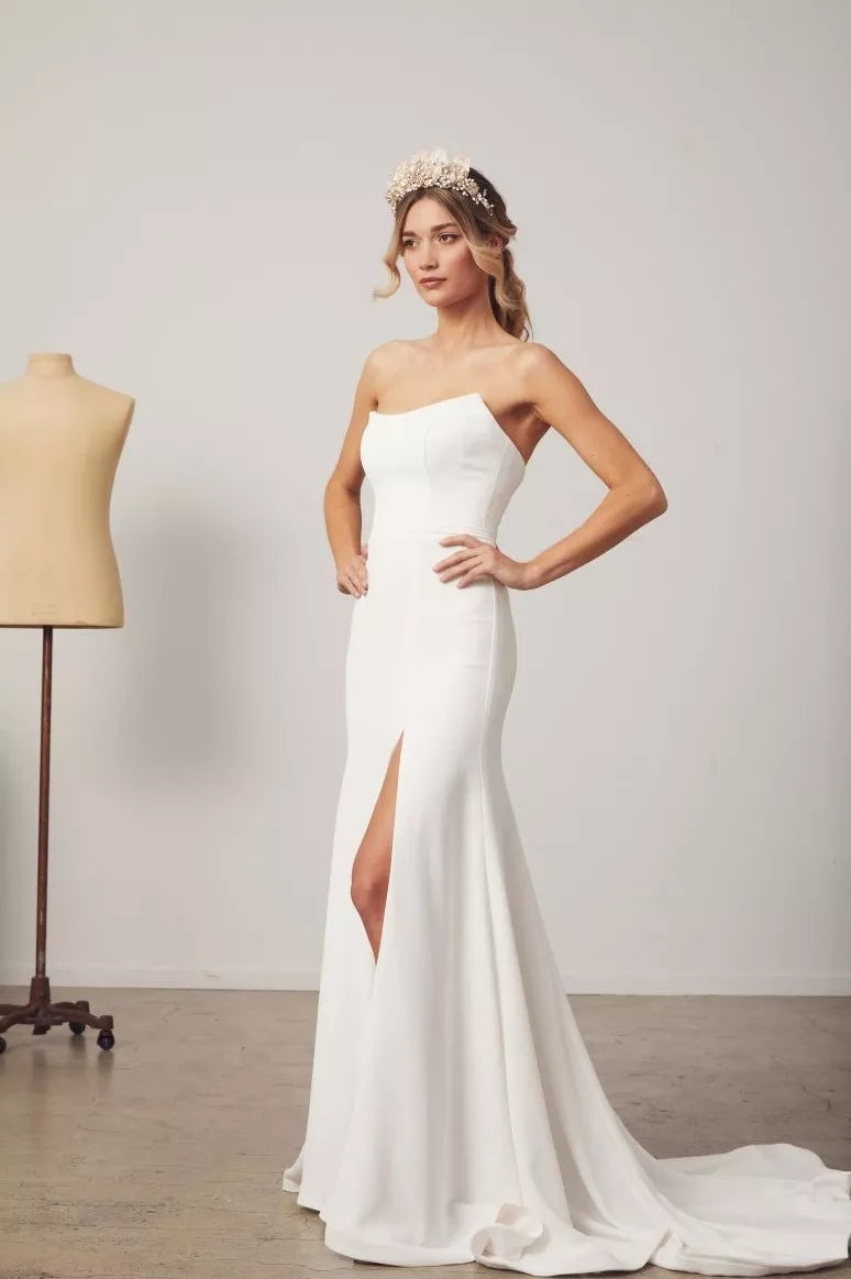simple strapless mermaid wedding dress Simple Mermaid Wedding Dresses Timeless Slightly Scooped Neckline – TANYA  BRIDAL