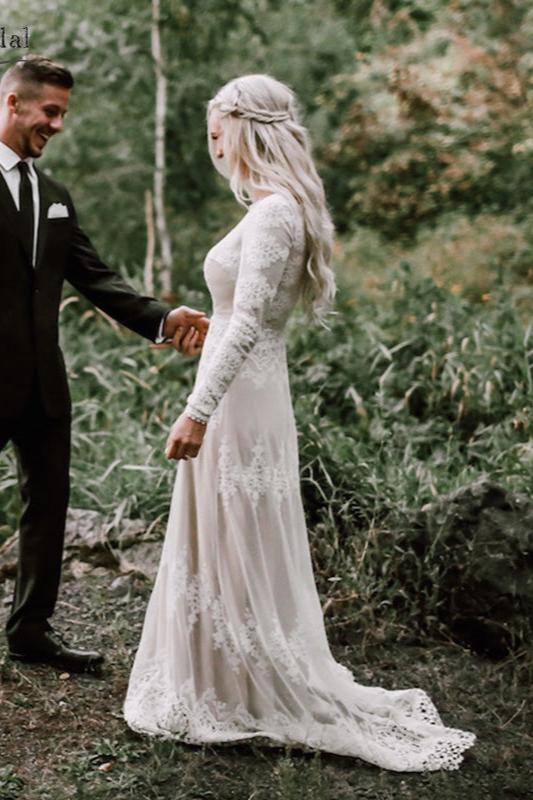 Vintage Timeless Bohemian Wedding Dresses Long Sleeve DW002 TANYA BRIDAL