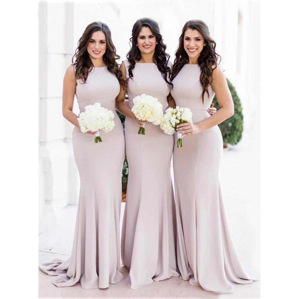 Elastic Satin Bridesmaid Dress Sleeveless for teens Wedding Party – TANYA BRIDAL