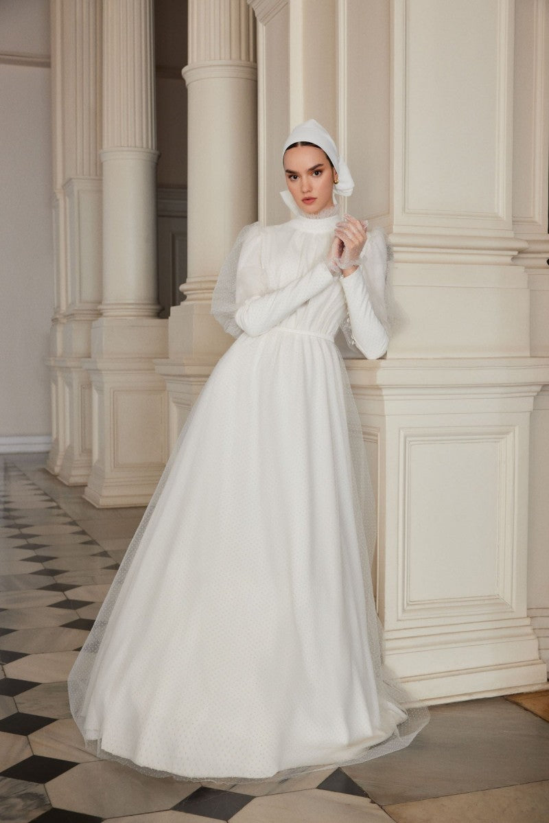modern muslim wedding dresses Dot Tulle Pretty Long Dress 2023 New Style – TANYA BRIDAL Royal Blue Short Dinner Embroidery dress beautiful drape Size:EU 34/US 4.5