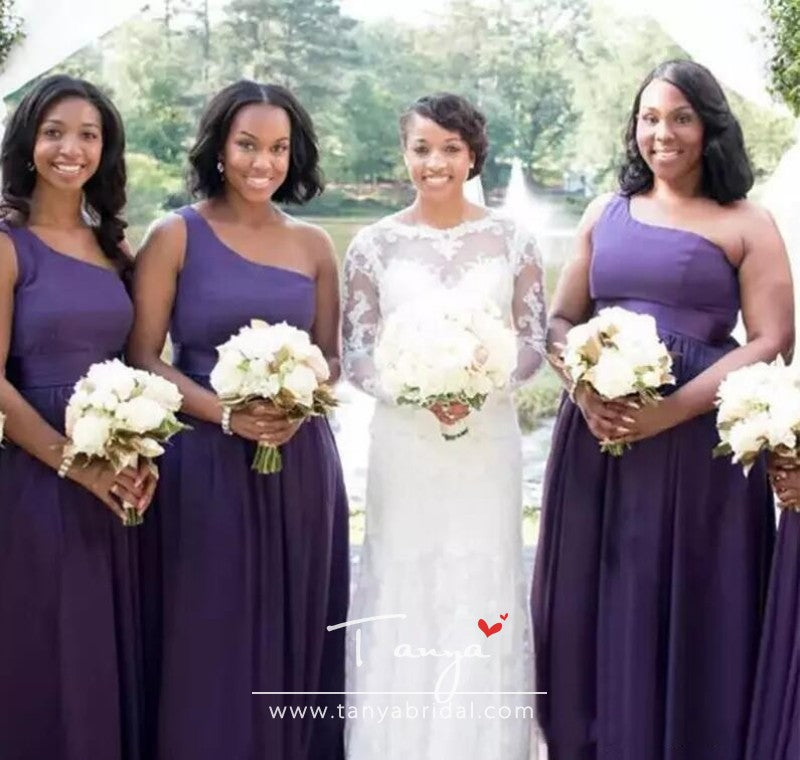 One Shoulder African Bridesmaid Dresses Floor Length Side Slit Cheap W – TANYA BRIDAL