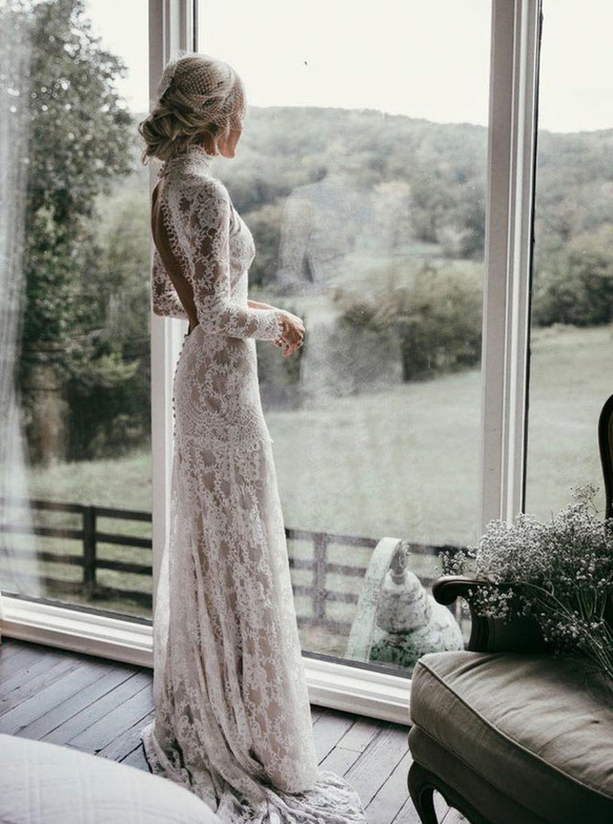 Open Back Lace Fitted Wedding Dress ZC21991731 TANYA BRIDAL Open Back Lace Fitted Wedding Dress ZC21991731 TANYA BRIDAL