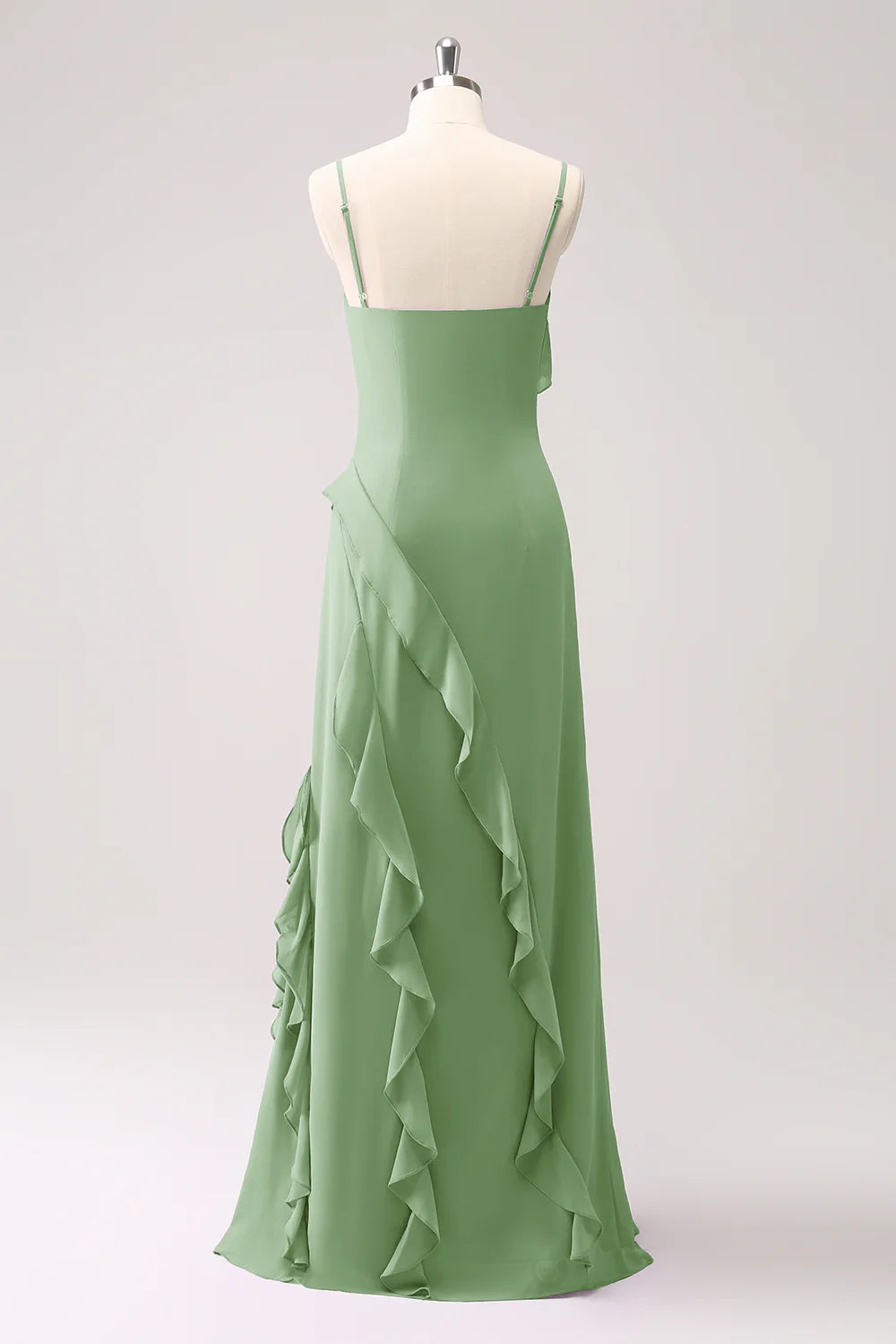 Spaghetti Strap A Line Sage Green Long Chiffon Bridesmaid Dress TANYA BRIDAL Spaghetti Strap A Line Sage Green Long Chiffon Bridesmaid Dress TANYA BRIDAL