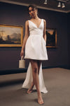 Summer Wedding Dress Short Bridal Gown With Bow Train