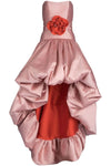 Pretty High Low Pink Prom Dress With Flower