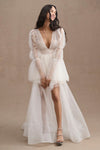 Dot Tulle Pearls Short Homecoming Dress With Detachable Train