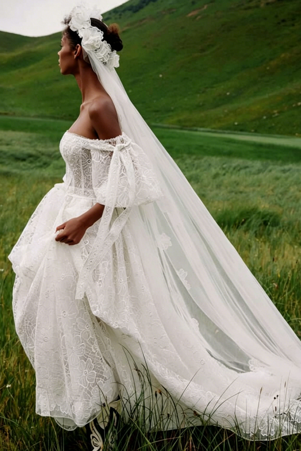 bohemian floral wedding dresses DZ9620 Unique Lace Dress Off The Shoulder – TANYA BRIDAL Color:Green O/S What is cocktail attire status::published Ball gown Line gown that radiates
