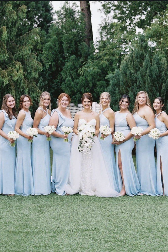 Three Style Long Chiffon Sky Blue Bridesmaid Dress - Three Style Long Chiffon Sky Blue Bridesmaid Dress -