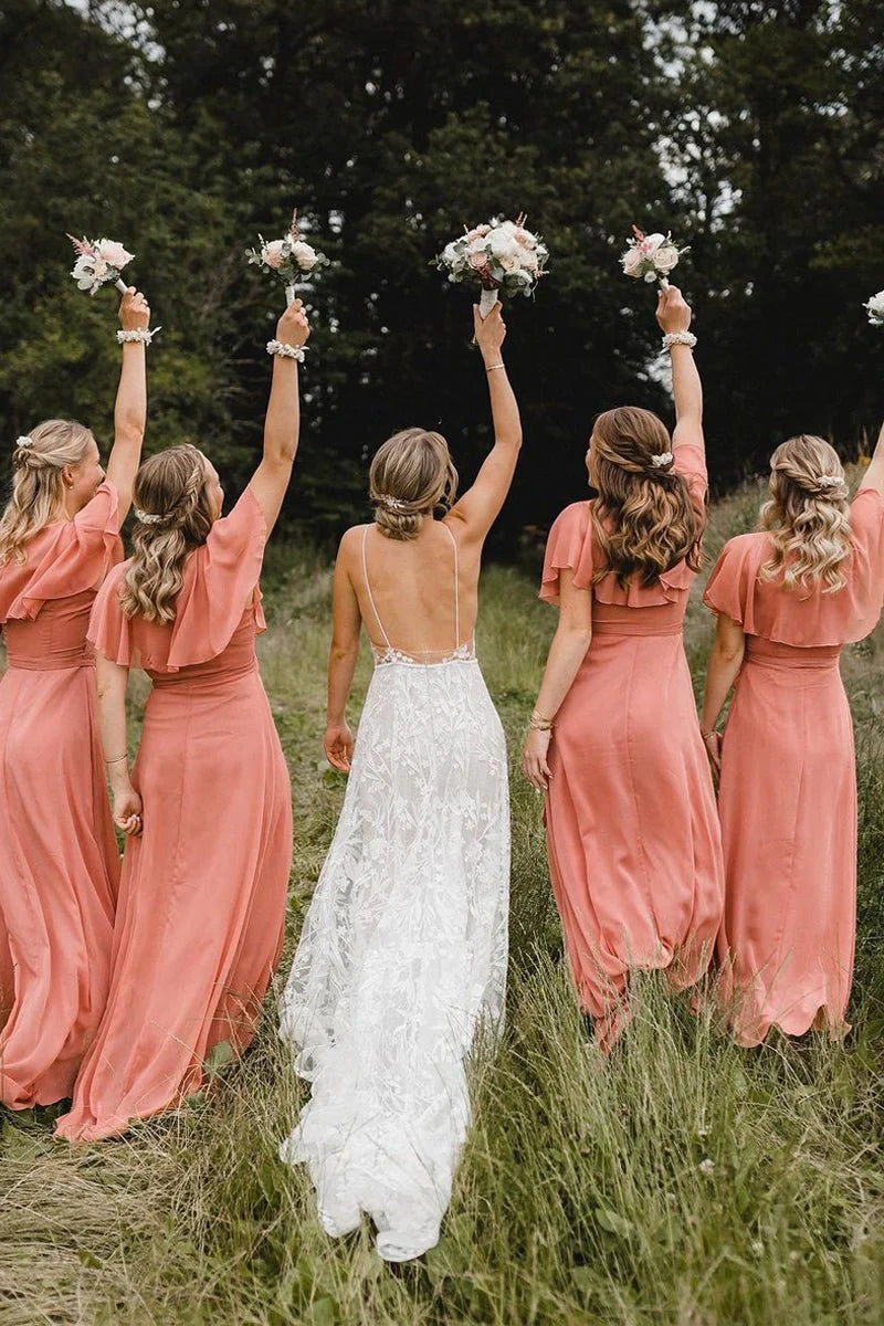 Simple Chiffon High Bohemian Bridesmaid Dress – TANYA BRIDAL