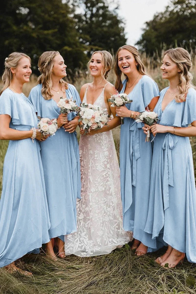 Simple Chiffon High Bohemian Bridesmaid Dress TANYA BRIDAL Simple Chiffon High Bohemian Bridesmaid Dress TANYA BRIDAL