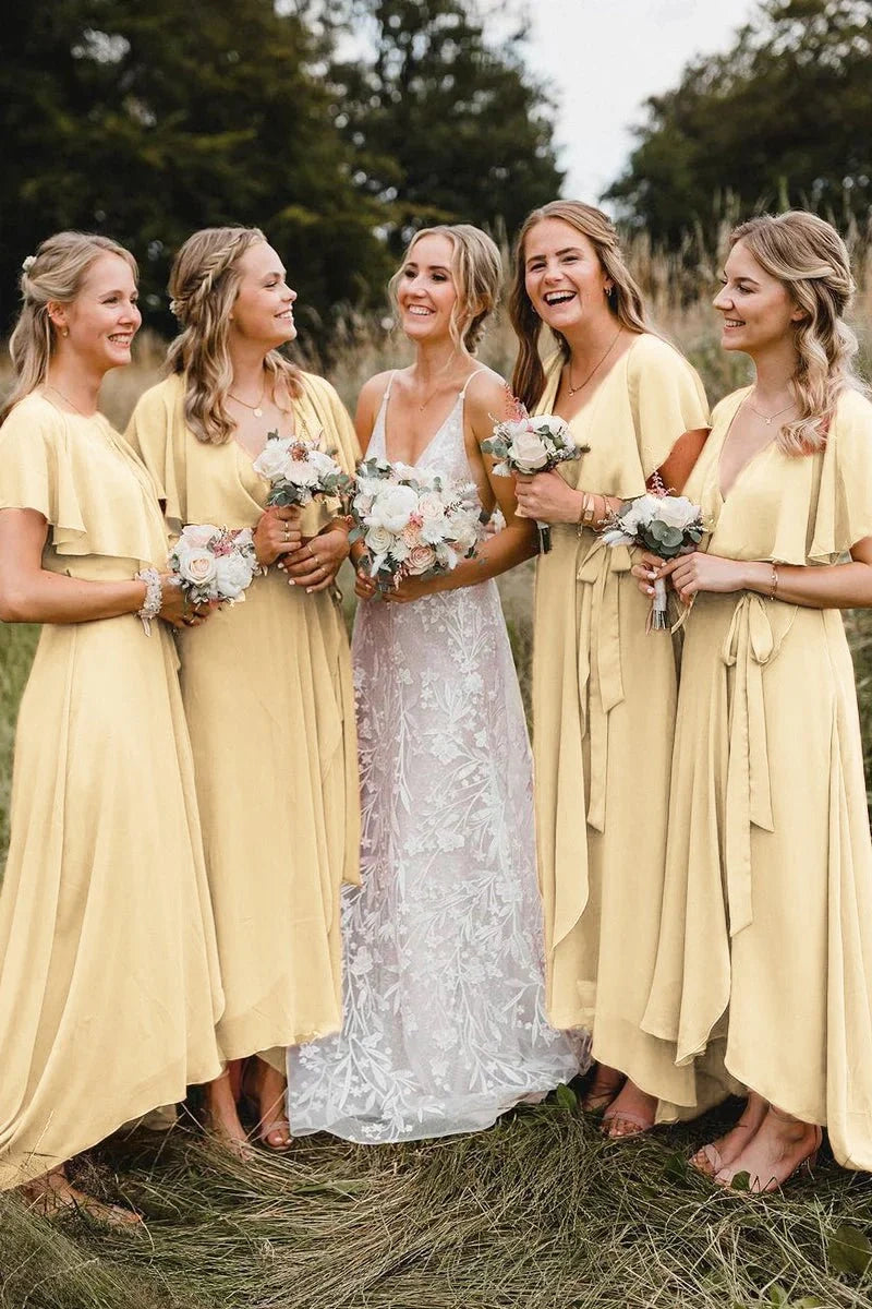 Simple Chiffon High Bohemian Bridesmaid Dress TANYA BRIDAL Simple Chiffon High Bohemian Bridesmaid Dress TANYA BRIDAL