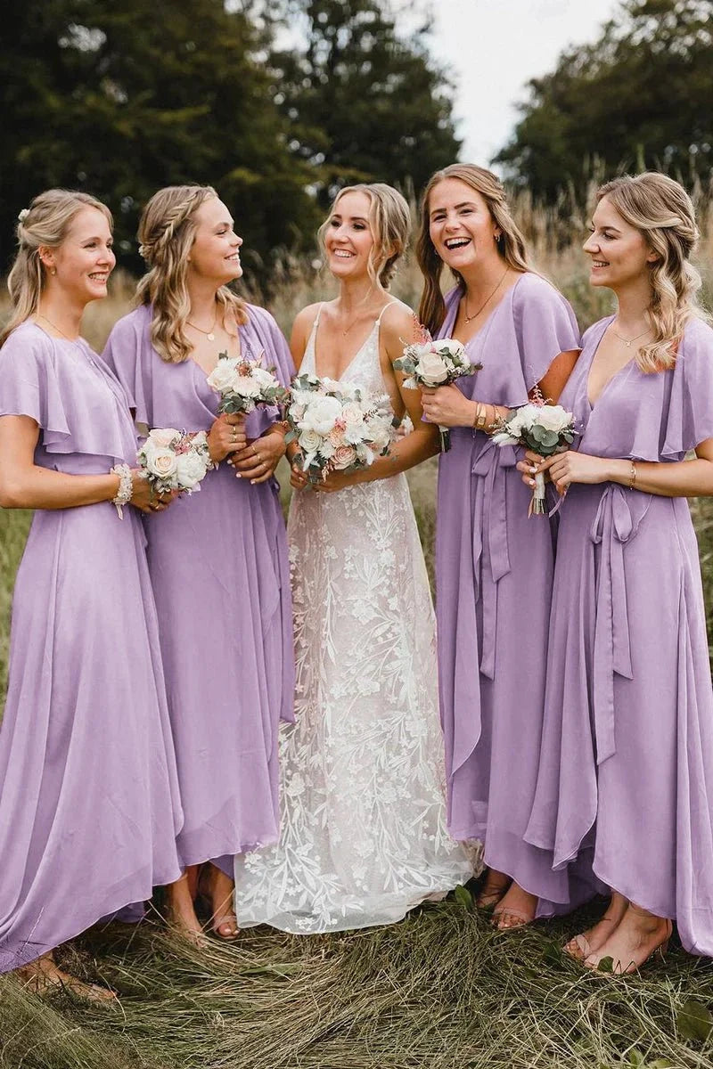 Simple Chiffon High Bohemian Bridesmaid Dress TANYA BRIDAL Simple Chiffon High Bohemian Bridesmaid Dress TANYA BRIDAL